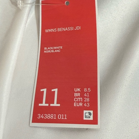 NWT Nike Women’s Slides Sandals BENASSI JDI Black/White Classic Size 11 - Picture 6 of 10